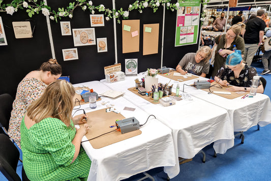ConnieFlower Art Pyrography workshop at The Creative Craft Show, Birmingham