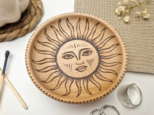 Celestial Sun Wooden Trinket Dish