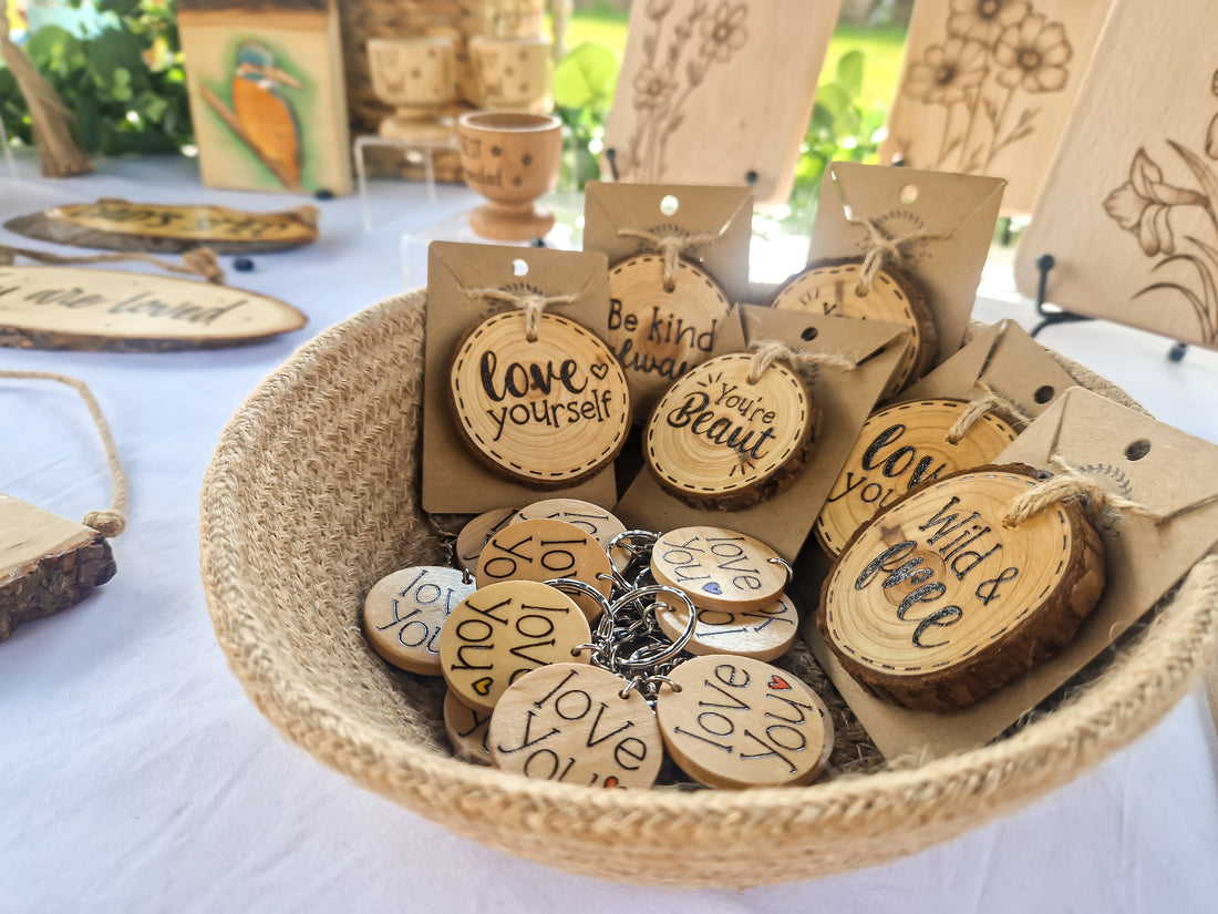 Pyrography art stall Clumber Park Nottinghamshire