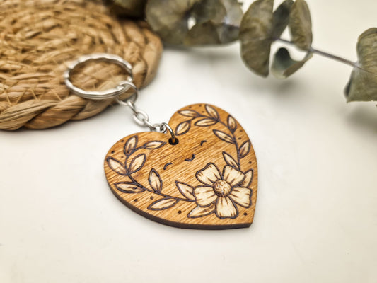 Floral Heart Keyring (Stained)