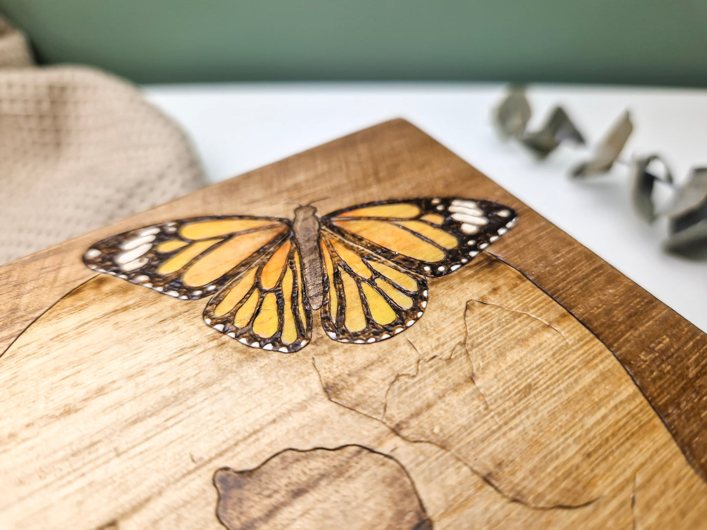 Skull with Butterfly Wooden Box